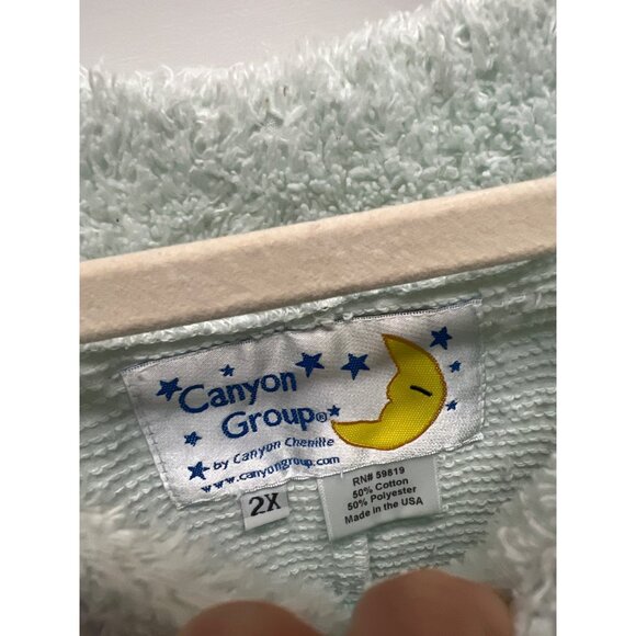 Canyon Group Rare Vintage Mint Green With Pink Daisey Full Zip Chenille Robe - Picture 5 of 7